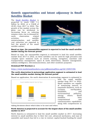 Growth opportunities and latent adjacency in Small Satellite Market