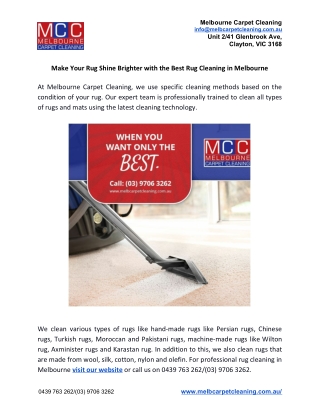 Make Your Rug Shine Brighter with the Best Rug Cleaning in Melbourne