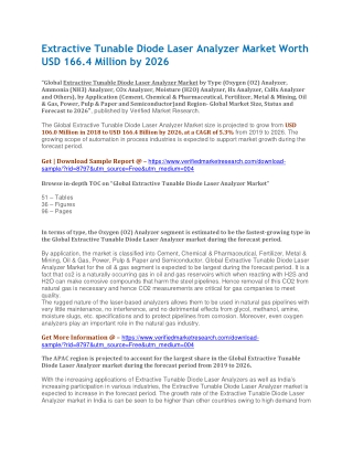 Extractive Tunable Diode Laser Analyzer Market Worth USD 166.4 Million by 2026