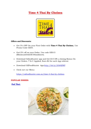 5% Off - Time 4 Thai By Chelsea - Thai restaurant collaroy plateau, NSW