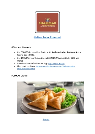 5% Off - Shalimar Indian Restaurant Menu in Mooloolaba QLD