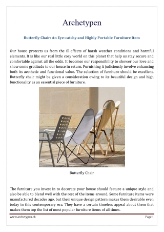 Butterfly Chair: An Eye-catchy and Highly Portable Furniture Item
