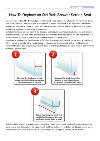 How To Replace an Old Bath Shower Screen Seal