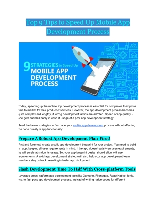 Top 9 Tips to Speed Up Mobile App Development Process