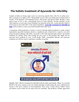 The holistic treatment of Ayurveda for infertility