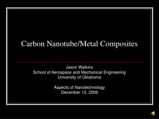 Carbon Nanotube/Metal Composites