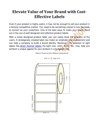 Elevate Value of Your Brand with Cost-Effective Labels