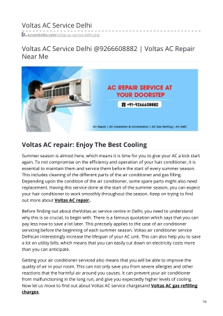 Voltas AC Service Center @9266608882 Delhi