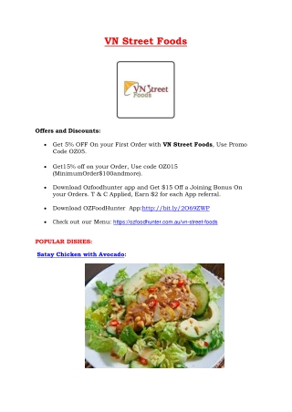 VN Street Foods Menu - Vietnamese Takeaway Marrickville, NSW - 5% Off