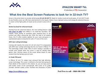 What Are The Best Screen Features To Look For In 32 Inch TV?