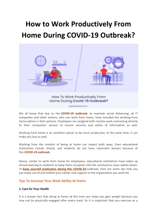 How to Work Productively From Home During COVID-19 Outbreak?