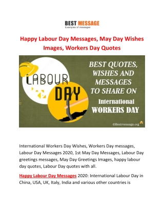 International Workers Day Messages