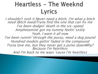 Heartless - The Weeknd Lyrics
