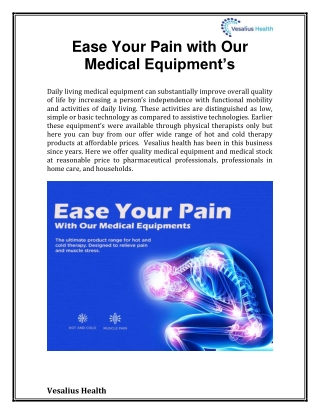 Daily living medical equipment’s at your doorsteps