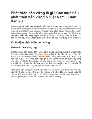 Phát triển bền vững là gì? Các mục tiêu phát triển bền vững ở Việt Nam | Luận Văn 2S