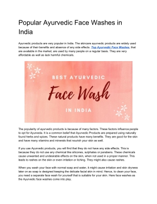 Popular Ayurvedic Face Washes in India