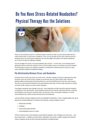 Do You Have Stress-Related Headaches? Physical Therapy Has the Solutions