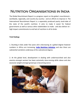 Nutrition Organisations in India