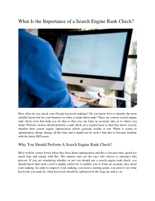 What Is the Importance of a Search Engine Rank Check?
