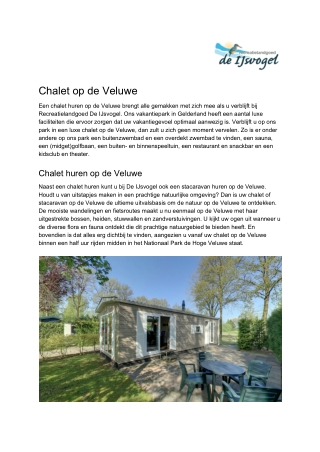 De IJsvogel - Chalet Veluwe