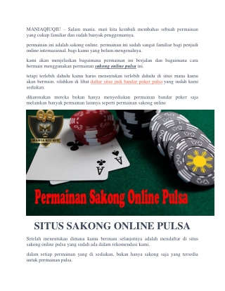 Permainan Sakong Online Pulsa