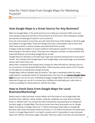 How Do I Fetch Data From Google Maps For Local Business?