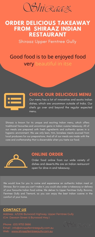 Order Delicious Takeaway From Top Indian Restaurant in Upper Ferntree Gully