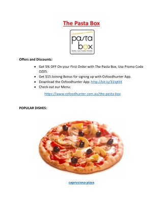 5% Off - The Pasta Box - Pizza Restaurant Altona, Vic