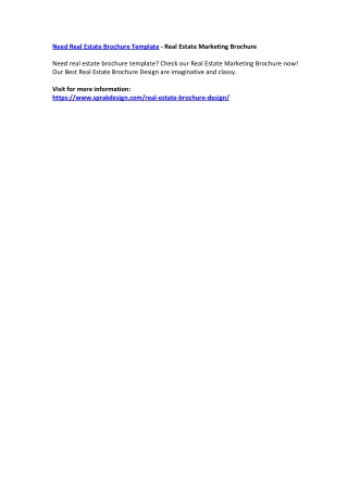 Need Real Estate Brochure Template - Real Estate Marketing Brochure