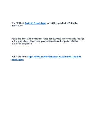 The 12 Best Android Email Apps for 2020 [Updated] - 21Twelve Interactive