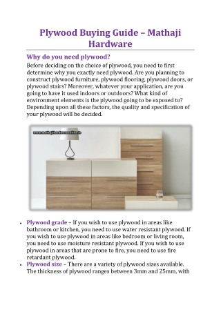 Plywood Buying Guide - Mathaji Hardware