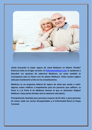 Medicare en Miami - Enteratemedicare.Com