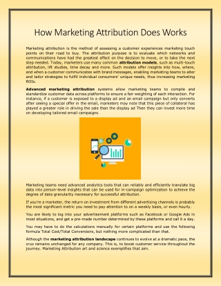 How Marketing Attribution does works