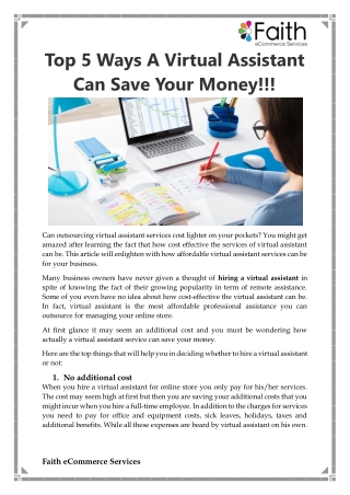 Top 5 Ways A Virtual Assistant Can Save Your Money!!!