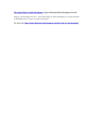 Hire Expert Ruby on Rails Developers, Expert Dedicated Ruby Developers for hire