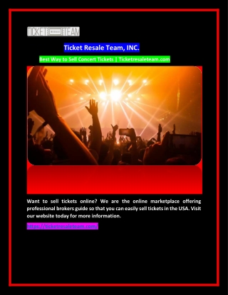 Best Way to Sell Concert Tickets | Ticketresaleteam.com