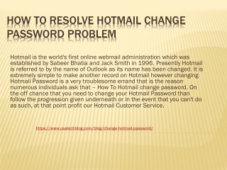 How To Resolve Hotmail Change Password Problem