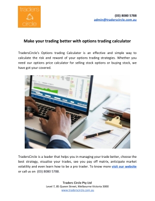 Make your trading better with options trading calculator