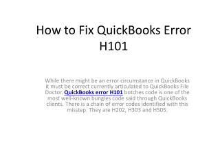 Solved How do I fix QuickBooks error H101