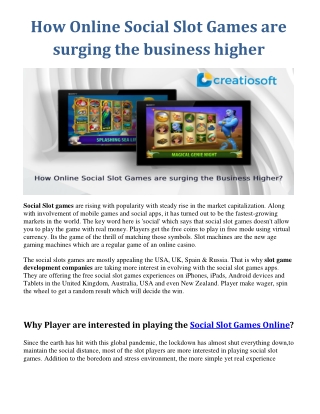 How Online Social Slot Games are surging the business higher