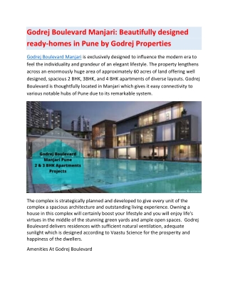 Godrej Boulevard Manjari: Beautifully designed ready-homes in Pune by Godrej Properties