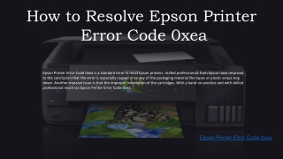 How to Resolve Epson Printer Error Code 0xea