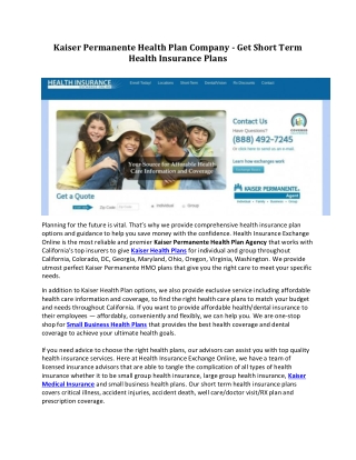 Kaiser Permanente Health Insurance