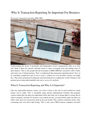 Why Is Transaction Reporting So Important For Business