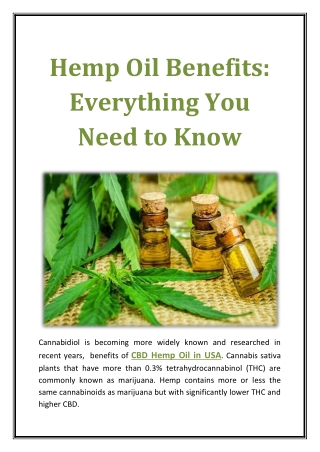 Hemp Oil Benefits: Everything You Need to Know