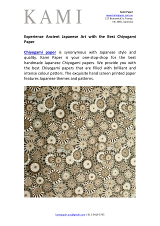 Experience Ancient Japanese Art with the Best Chiyogami Paper