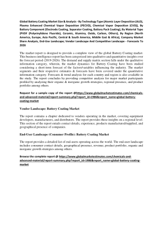 Global Battery Coating Market Size & Analysis - Forecasts To 2026