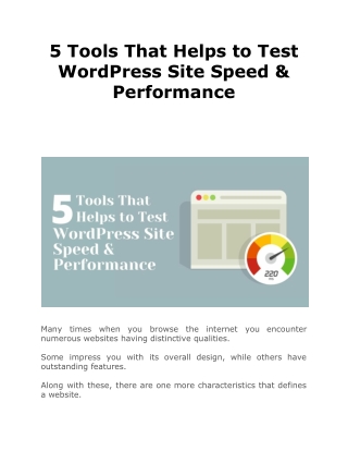 5 Tools That Helps to Test WordPress Site Speed & Performance