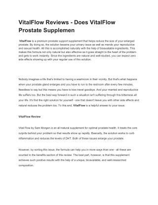 VitalFlow Reviews - Does VitalFlow Prostate Supplement Work?