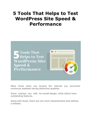 5 Tools That Helps to Test WordPress Site Speed & Performance